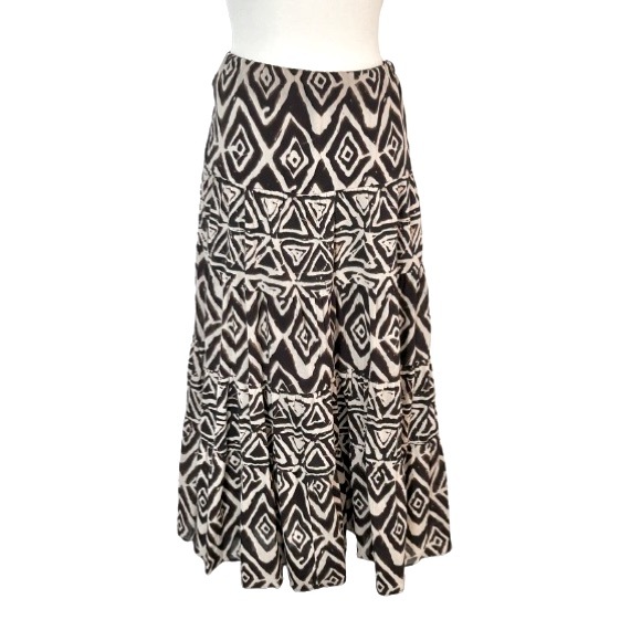 Vintage Ralph Lauren Brown Cream White Cotton Skirt Midi...